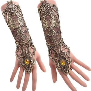 🆕️ Wristband Ring Beaded Lace Glove Pair